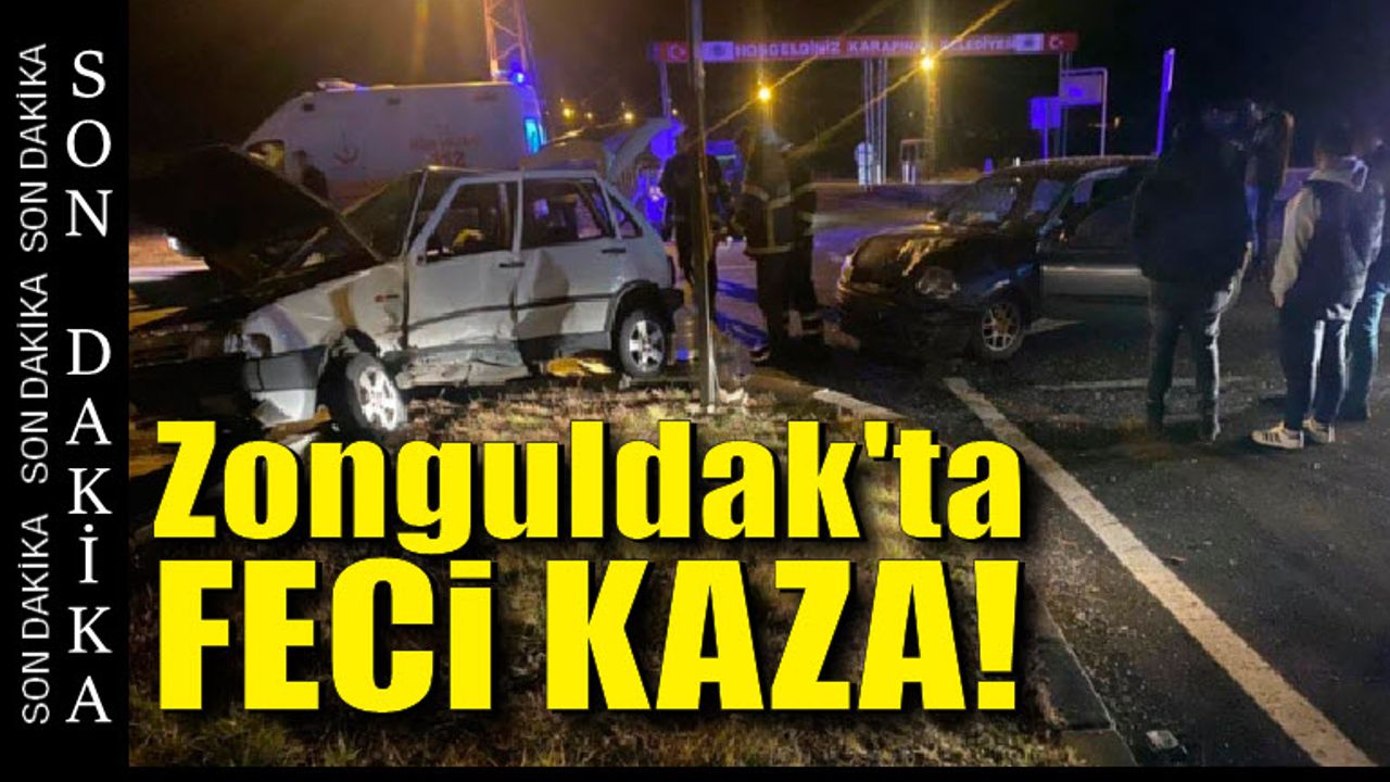 Zonguldak'ta kavşakta çarpışan iki otomobilde 2'si ağır 3 kişi yaralandı