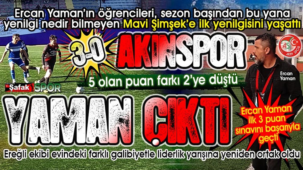Yenilgisiz lider Mavi Şimşekspor’a, Akınspor freni... Akın akın gelip kazandılar: 3-0