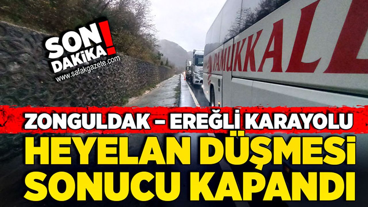 Zonguldak – Ereğli karayolu Heyelan düşmesi sonucu kapandı