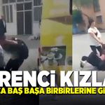 Öğrenci kızlar saç saça baş başa birbirlerine girdiler!