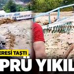 Ilıksu deresi taştı, köprü yıkıldı