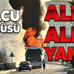 Yolcu otobüsü alev alev yandı
