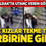 Zonguldak’ta utanç veren görüntü! Genç kızlar tekme tokat birbirine girdi