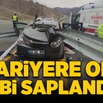 Kontrolden çıkan otomobil bariyere ok gibi saplandı!