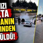 Trafik ışıklarında bekleyen otomobilden dumanlar yükseldi