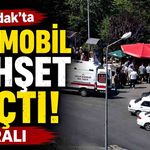 Otomobil kalabalığın içine daldı!