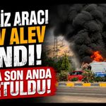 Diyaliz hastasını taşıyan hasta nakil aracı alevlere teslim oldu