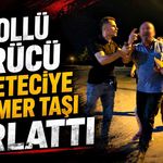 Alkollü sürücü gazeteciye mermer taşı fırlattı