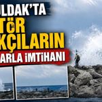 Zonguldak’ta amatör balıkçıların dalgalarla imtihanı