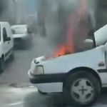 Otomobil alevlere teslim oldu