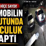 Canını hiçe saydı! Otomobilin kaputunda yolculuk yaptı