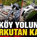 Kozlu'da Üçköy yol ayrımında araç yan yattı