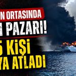 Denizin ortasında can pazarı! 115 kişi suya atladı