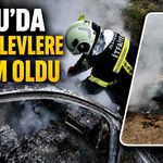 Kozlu’da araç alevlere teslim oldu