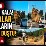 Saman balyalarının kamyondan düştüğü anlar kamerada