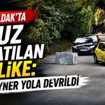 Zonguldak’ta ucuz atlatılan tehlike: Konteyner yola devrildi