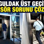 Zonguldak üst geçitte asansör sorunu çözüldü