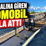 Su kanalına giren otomobil takla attı: Sürücü yaralandı