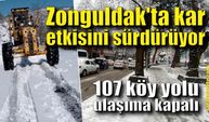  Zonguldak'ta kar etkisini sürdürüyor, 107 köy yolu ulaşıma kapalı