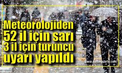 Meteorolojiden 52 il için sarı 3 il için turuncu uyarı