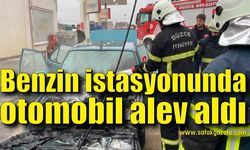 Benzin istasyonunda otomobil yandı
