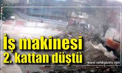 İş makinesi 2. kattan düştü