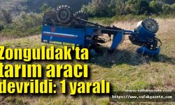 Zonguldak'ta tarım aracı devrildi: 1 yaralı
