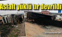 Asfalt yüklü tır devrildi: 1 yaralı