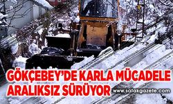 Gökçebey’de karla mücadele  aralıksız sürüyor