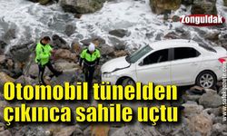 Zonguldak’ta otomobil sahil kenarına uçtu: 1 yaralı