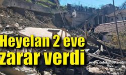 Heyelan 2 eve zarar verdi