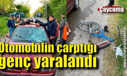 Otomobilin çarptığı bisikletli genç yaralandı