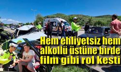 Hem ehliyetsiz hem alkollü üstüne birde film gibi rol keserek sürücü olmadığını iddia etti