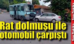 Dolmuş ile otomobil çarpıştı