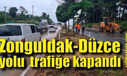 Zonguldak-Düzce yolu sel nedeniyle trafiğe kapandı