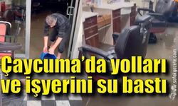 Zonguldak'ta kuvvetli yağışta yolları ve işyerini su bastı