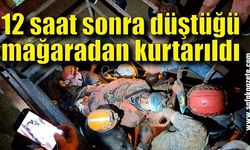 12 saat sonra düştüğü mağaradan kurtarıldı