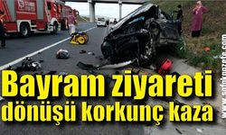 Bayram ziyaretinden dönen ailenin otomobili takla attı