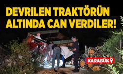 Devrilen traktörün altında can verdiler!