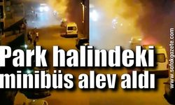 Park halindeki minibüs alev aldı