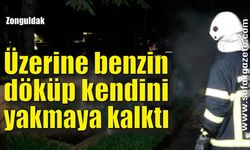 Adliye binasının önünde üzerine benzin döküp kendini yakmaya kalktı