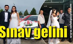 Gelinlikle nikah masasından önce sınav sırasına oturdu