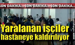 Madendeki patlamada yaralanan işçiler hastaneye kaldırılıyor