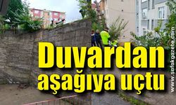 Motosiklet duvardan aşağıya uçtu:1 yaralı