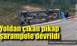 Yoldan çıkan pikap şarampole devrildi: 1 ölü, 1 yaralı