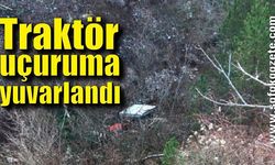 Kontrolden çıkan traktör uçuruma yuvarlandı