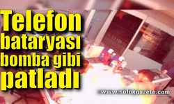 Telefon bataryası bomba gibi patladı