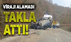 Virajı alamadı, takla attı!