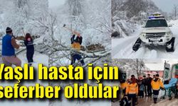 Yaşlı hastaya paletli ambulansla ulaşıldı