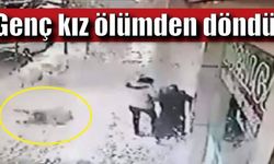 Genç kızın üzerine çatıdan kar kütlesi düştü